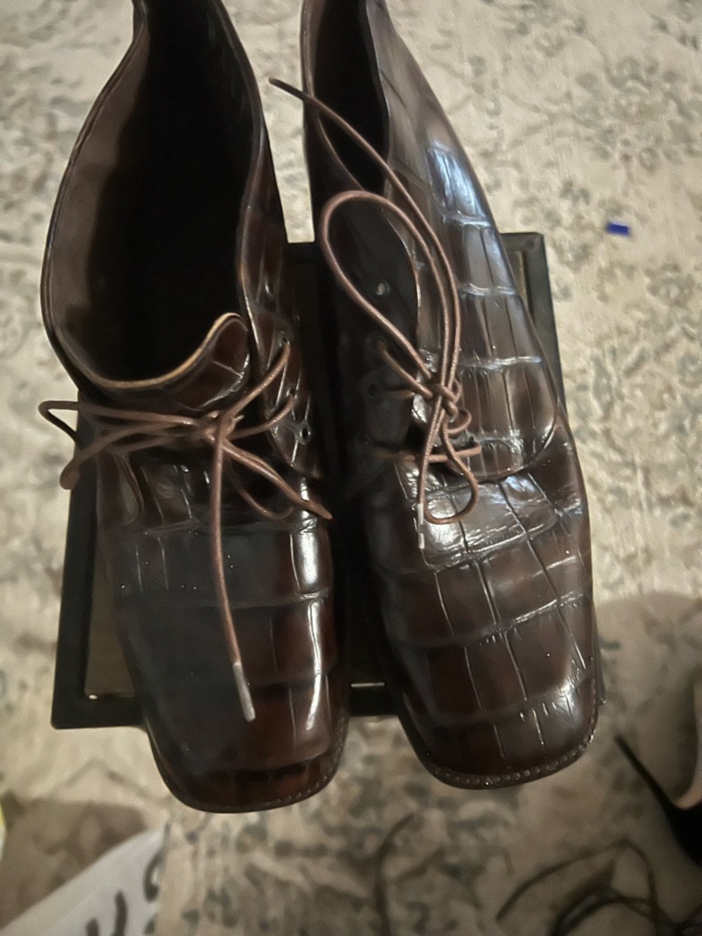 Amalfi Brown Croc-Embossed Ankle Boots
